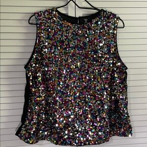Shein Curve Rainbow Sequin Stretchy Top Size 1XL